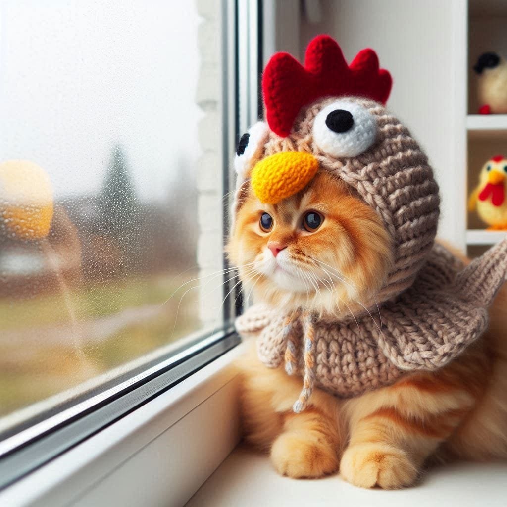 Crochet Chicken Inspired Cat Costume