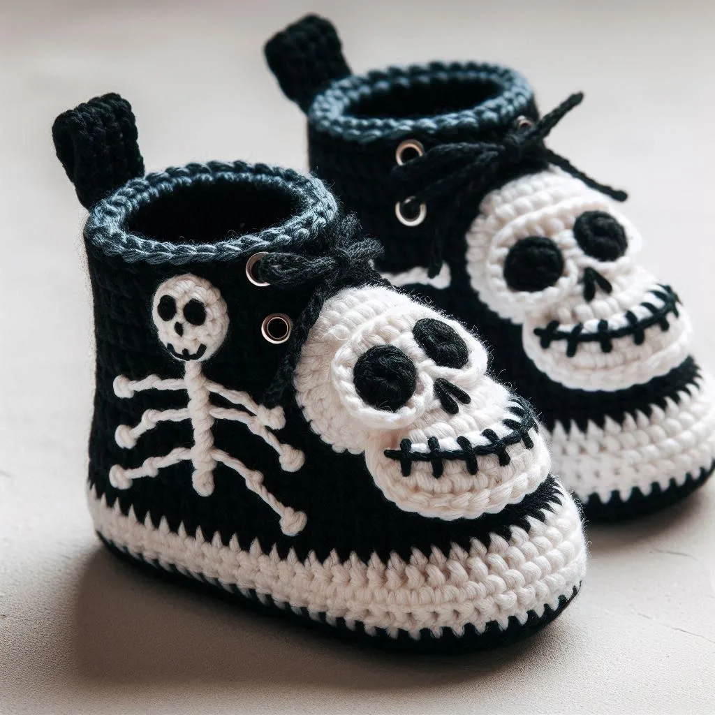 Crochet Skeleton Baby Booties