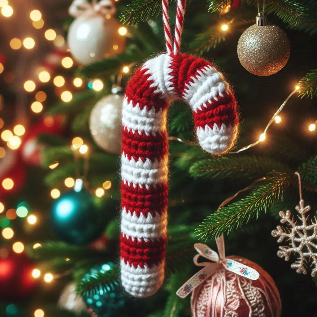 Crochet Candy Cane Ornament