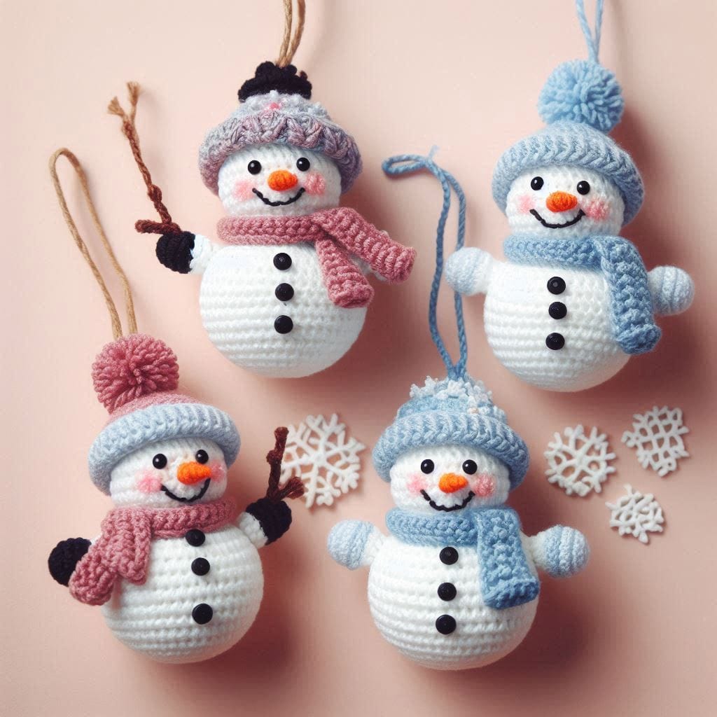 Crochet Snowman Ornaments