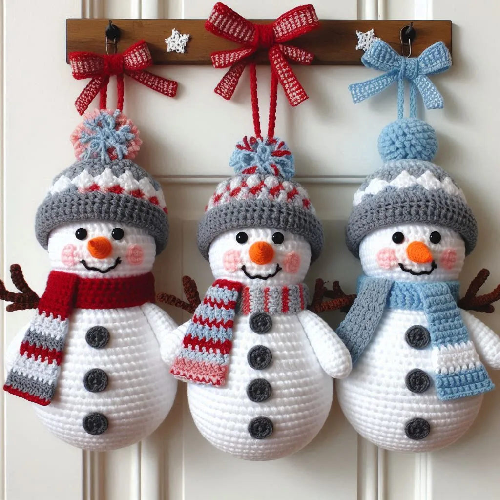 Crochet Snowman Ornament Pattern