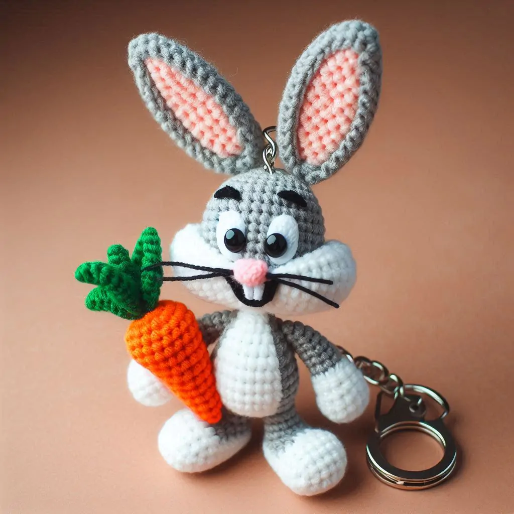 Amigurumi Bunny Keychain with Carrot