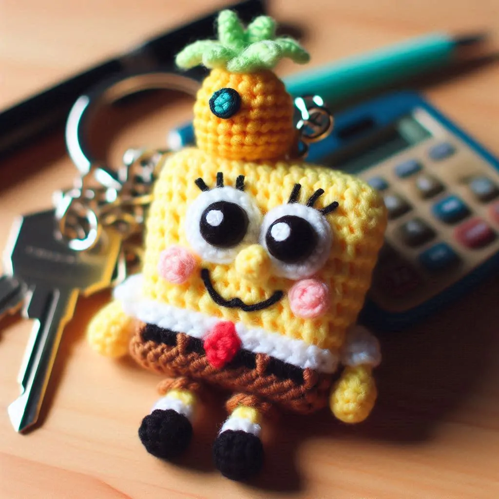 Crochet SpongeBob Keychain