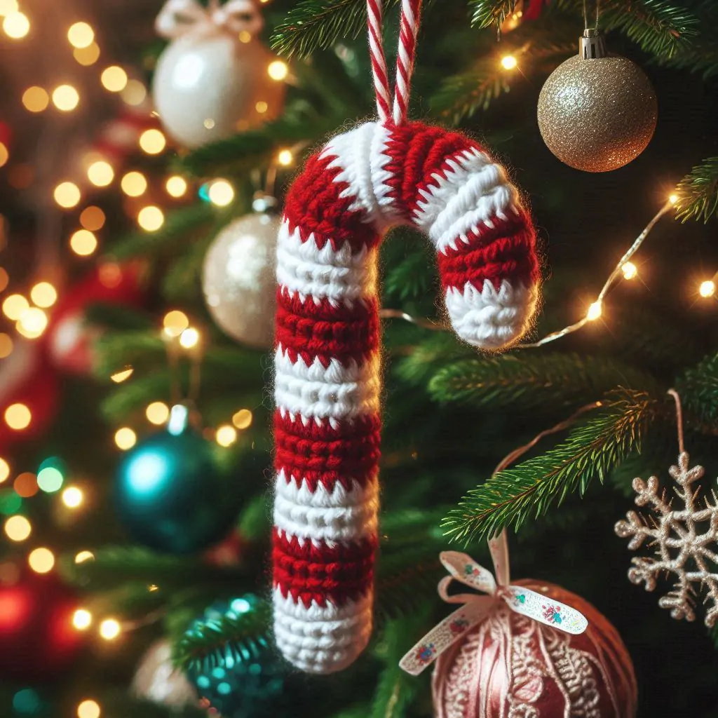 Crochet Candy Cane Ornament