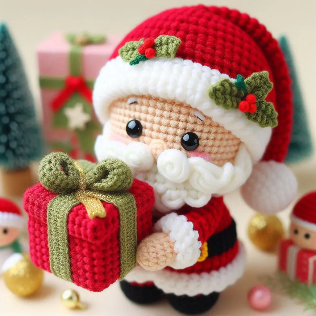  Santa Claus amigurumi with gift